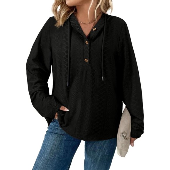 Plus Size Sweatshirts Women Long Sleeve V Neck Embroidered Casual - Picture 1 of 5